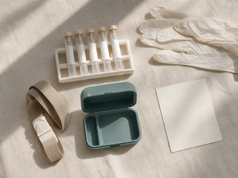 Home sampling kit on linen